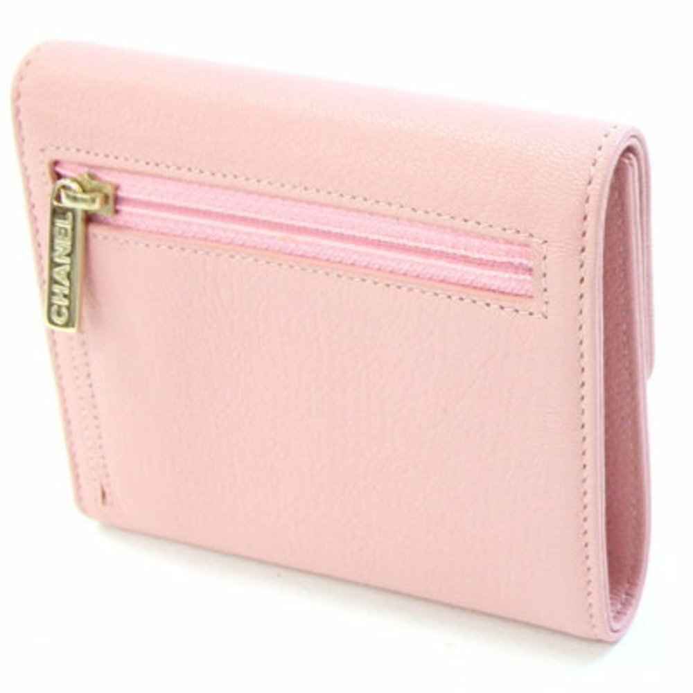 CHANEL Pink Leather Logo Wallet - Picture 2 of 8